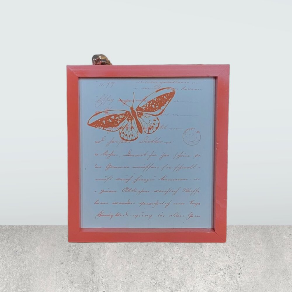 Etched Butterfly ~ Orange (9" x 8" Orange Box Frame)